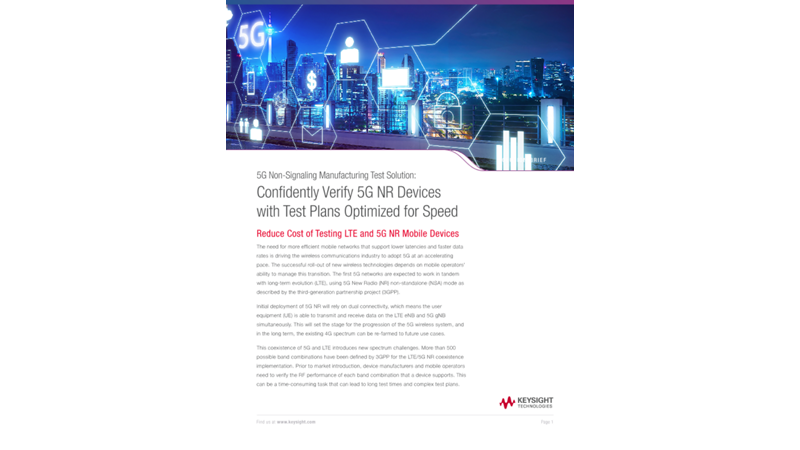 5G Non-Signaling Manufacturing Test Solution: Confidently Verify 5G NR Devices with Test Plans Optimized for Speed 